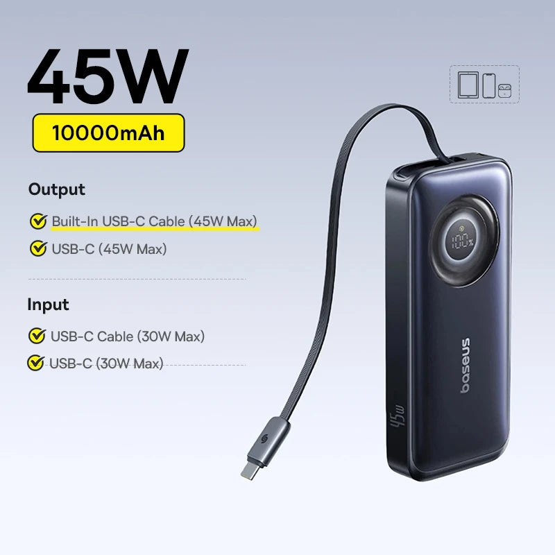 Baseus 20000mAh portable power bank 65W fast charging