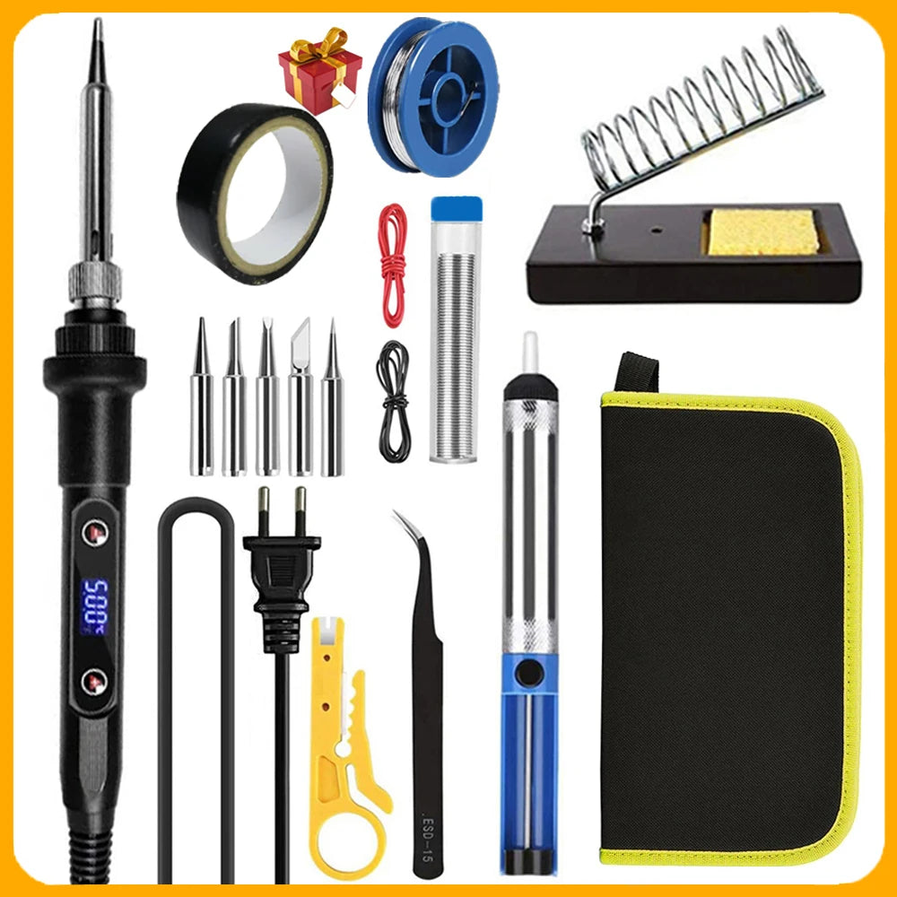 NEW Electric Soldering Iron 16IN1 80W LCD Digital Display 180-500 Adjustable Replaceable Head Soldering Iron Tin Pen Welding Kit