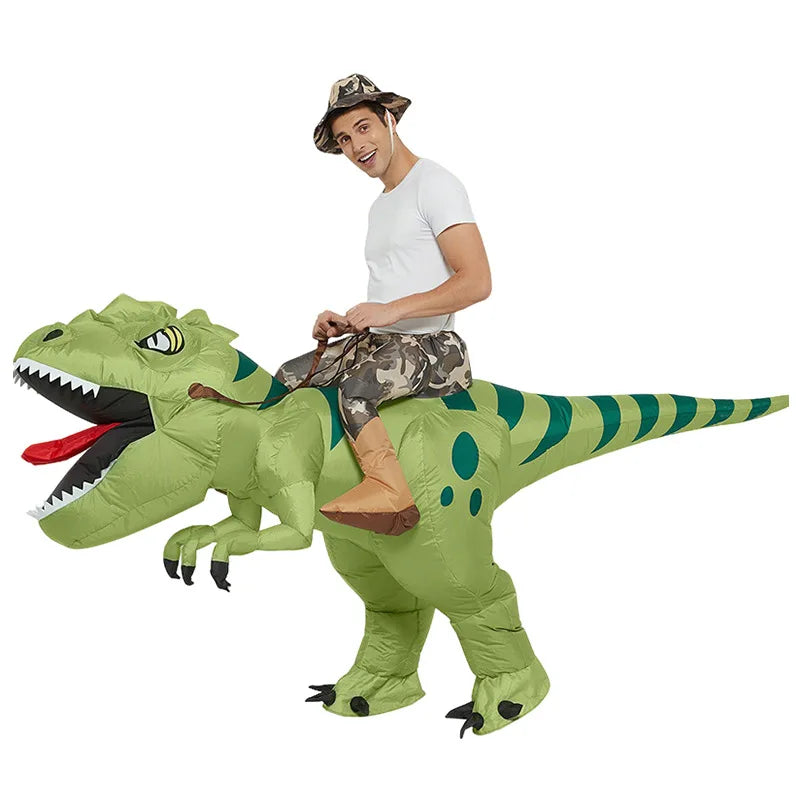 Animal Cartoon Riding T-Rex Inflatable Costume Adult Kids Chasing Game Nursery Kids Dinosaur Role Playing Game Birthday Gift