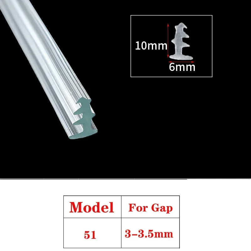 1/3/5M Door And Window Sealing Strip Aluminum Windproof Alloy Fixed Glass Gap Three T Type Fill The Card Slot Rubber Strips