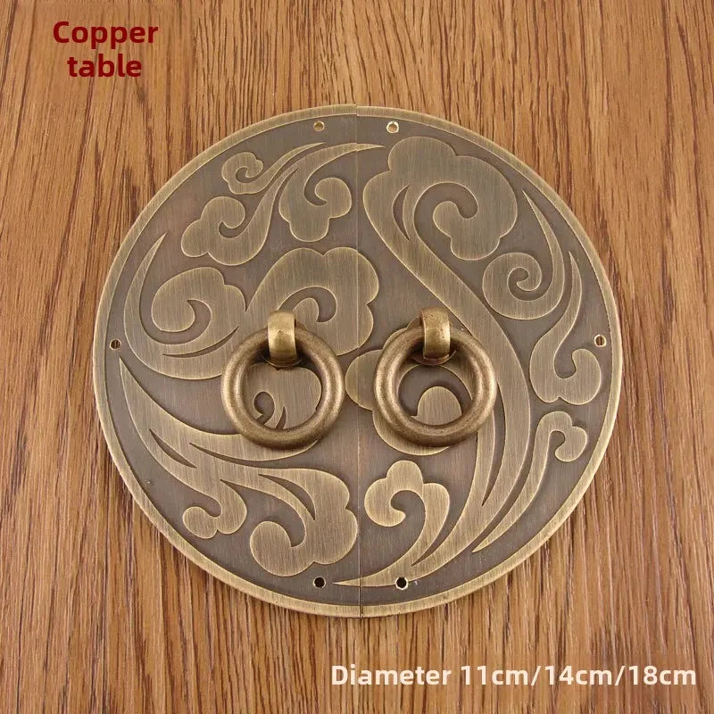 Cloud Pattern Chinese Style Round Door Pull Handle Pure Copper Hardware Accessories Cabinet Door Window Copper Pull Handle