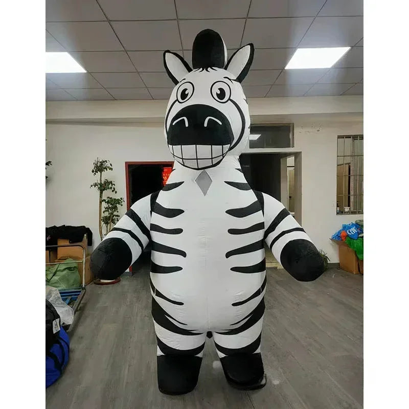 Inflatable Zebra Mascot Costume Entertainments Full Body Madagascar Wild Animals Cartoon Characters Blow Up Outfits No Battery