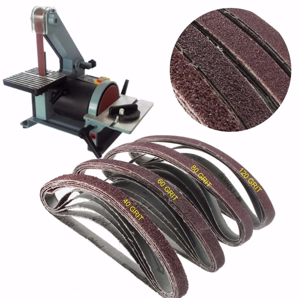 20pcs/Pack for Air Belt Sander Powerfile Sanding Sander 13mm x 457mm Belts Paper Mixed Grit 40 60 80 120