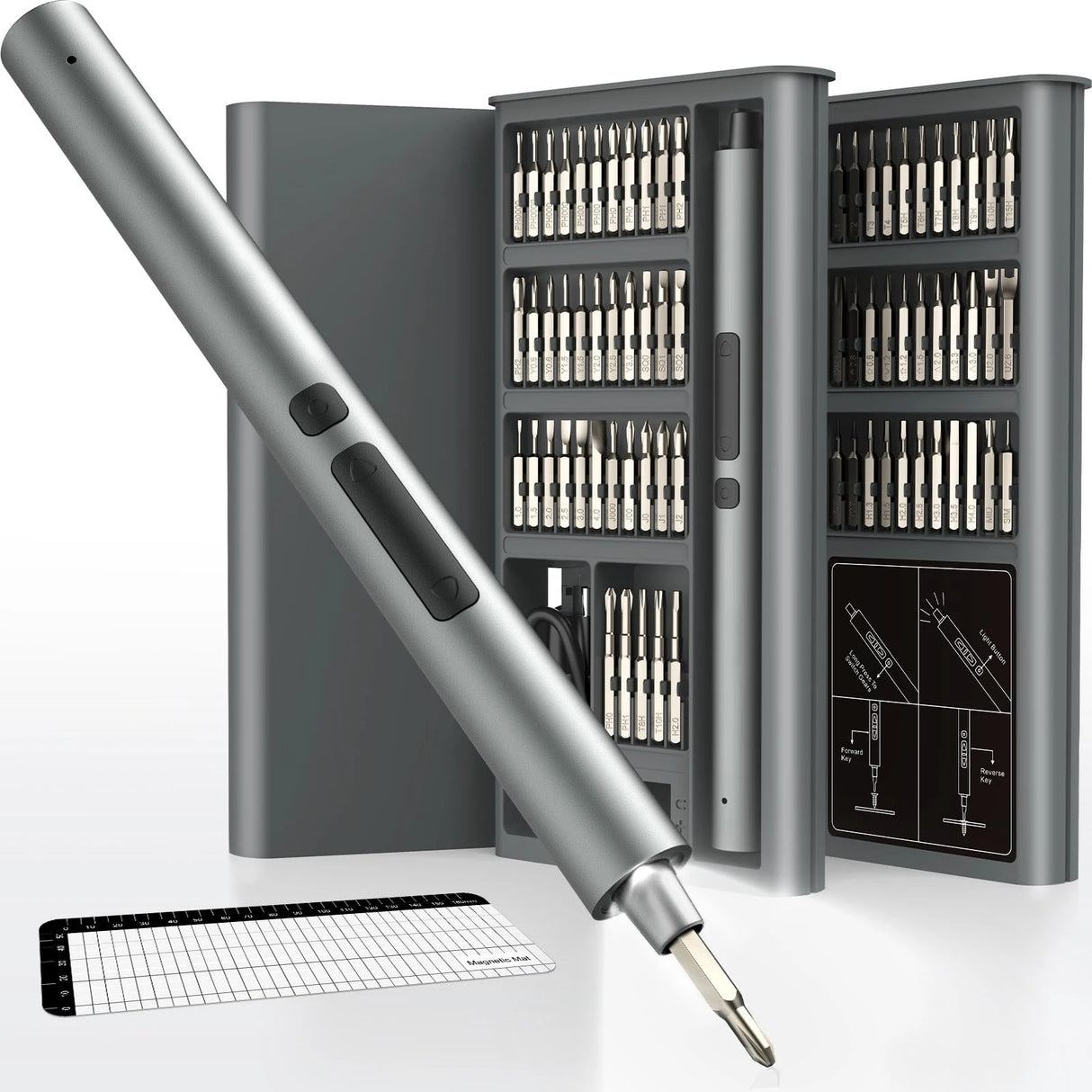 75 in 1 Precision Electric Screwdriver Set Cordless Magnetic Repair Tool Box with LED Light for PC iPhone Camera Watch Glasses