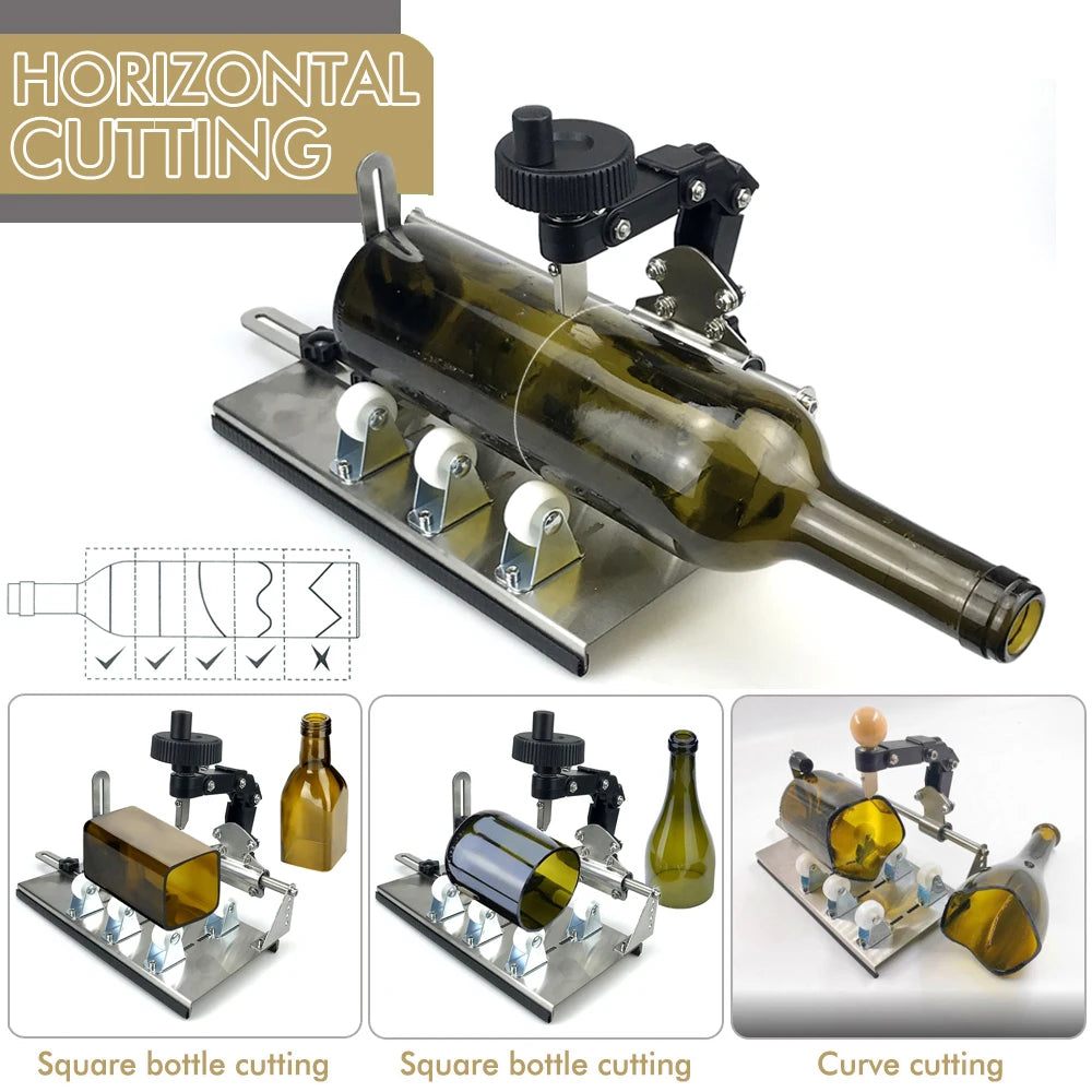 Glass Bottle Cutter - Professional DIY Glass Cutting Tool for Square, Round Bottles and Bottlenecks with Accessories