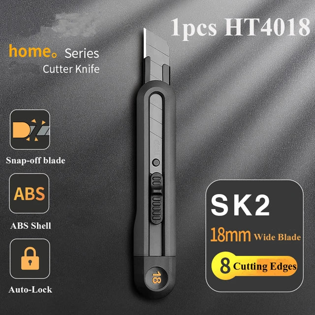 Deli Snap-off Utility Knife Retractable Box Cutters 9mm 18mm High Carbon Steel Blades Auto Lock, for Office Supplies Stationery