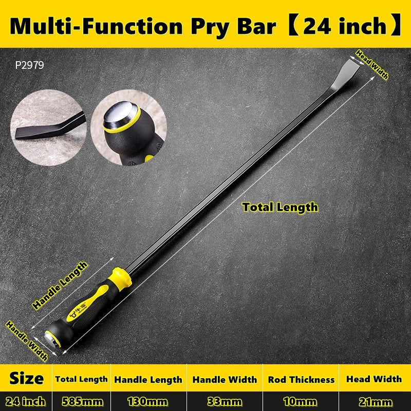Multi-Function Long Pry Bar 8 12 18 24 inch Motorcycle Tire Crowbar Strike Cap Nail Puller Heavy Duty Car Repair Hand Tools CV-R
