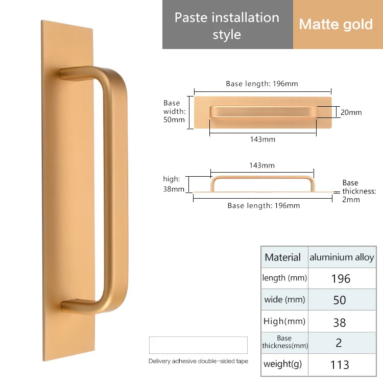 Self-adhesive Aluminum Alloy Door Handle Toilet Door Window Cabinet Sliding Door Barn Door Punch-free Pulls