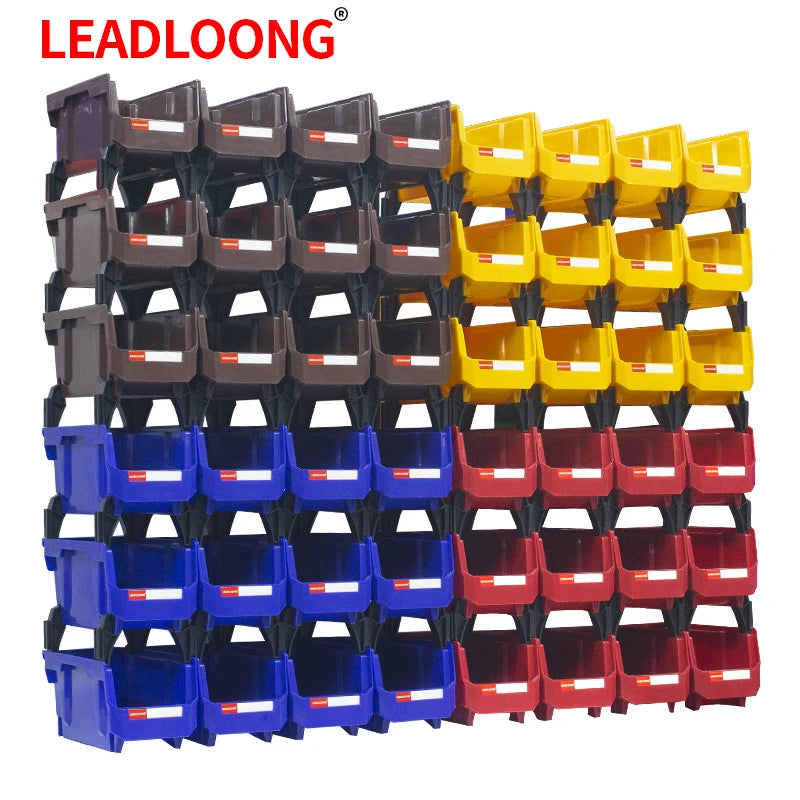LEADLOONG V3 Garage Box 12pc 11x5x5inch/27.6*13.9*12.8cm Workshop Goods Shelves Organizer Bin Screw Parts Hardware Storage Case