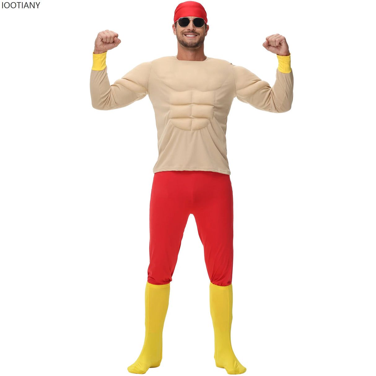 Wrestler Hulk Hogan Costume Adult Macho Super Muscle Funny Suit Halloween Holiday Party Stage Muscle Man Role Play Costume New