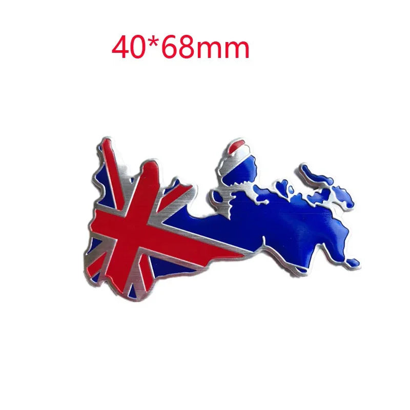 3D Aluminum Car UK United Kingdom ENGLAND National Flag Map Emblem Sticker Auto Fender Side Rear Trunk Decal Badge Decoration