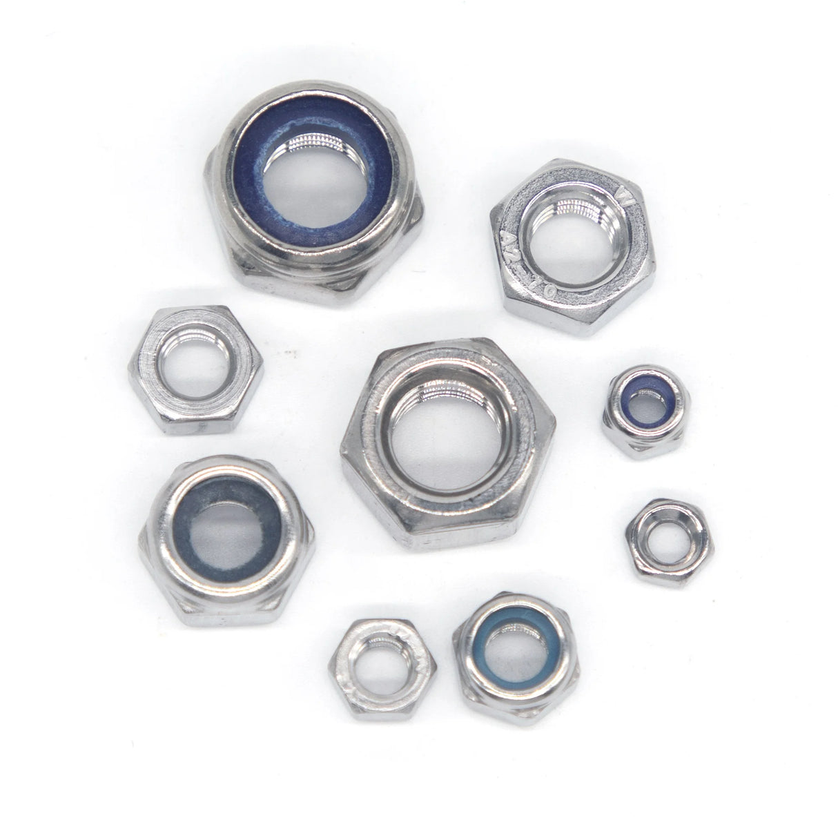 175pcs 304 Stainless Steel Nuts and Metric Locknut Kits M3 M4 M5 M6 M8 M10 Metric Nylon Insert Lock & Hex Nut Set