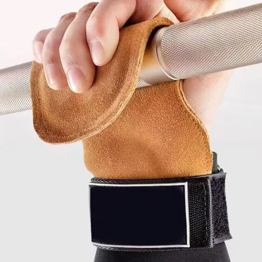 Cowhide Gym Gloves Grips Anti-Skid Weight Power Belt Pads Workout Gloves Belt Deadlift Crossfit Palm Lifting Fitness Protec S0H0