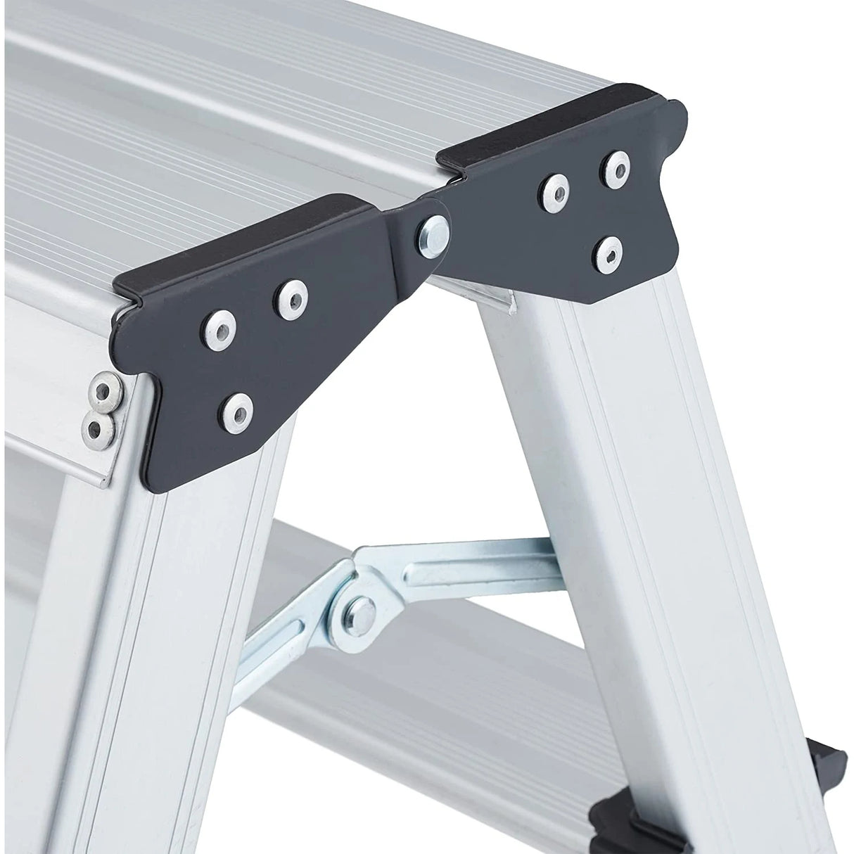 2 Step Folding Ladder Stool Double-Side Aluminium Ladder Non Slip Tread Safety Stool House Work Platform Stepladder