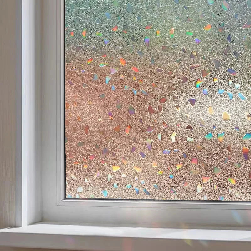 Window Privacy Film Static Clings Vinyl 3D Decals Stickers Rainbow Film for Glass Door Heat Control Anti UV