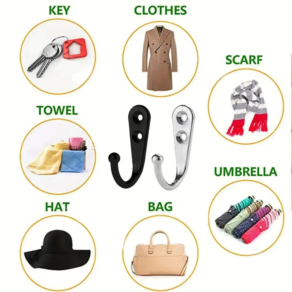 10Pcs Retro Wall Hooks Hangers Door Wall Mounted Coat with Screws Suction Heavy Load Rack for Kitchen Bathroom Accessories