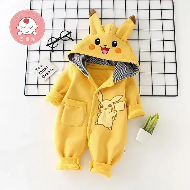 Pokemon Pikachu Cartoon Baby Pyjamsa Newborn Winter Long-Sleeved Clothing Kids Rompers Babies Toddler'S Clothes Costume Onesie