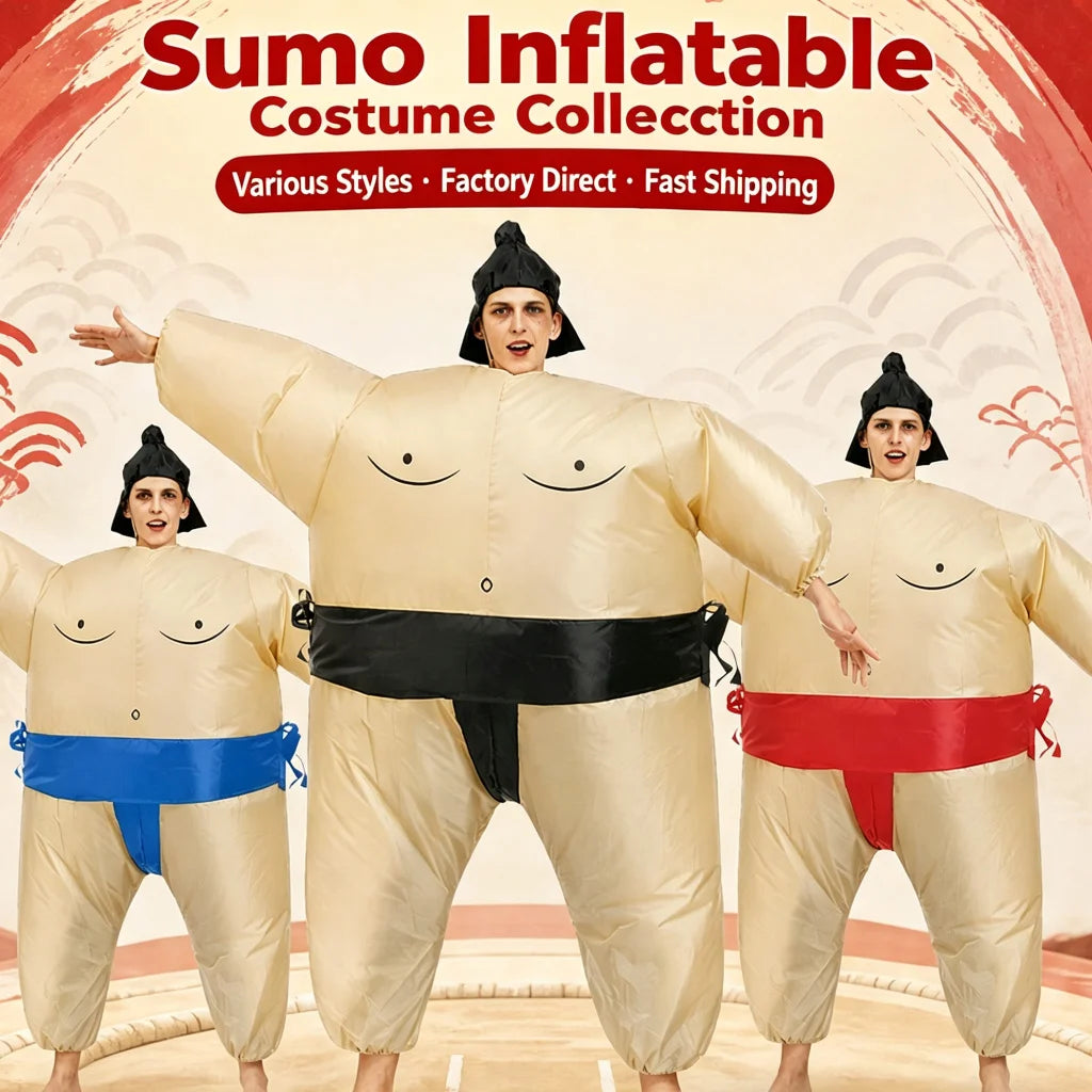 Adult Sumo Wrestler Inflatable Costume Set, Wearable Inflatable Halloween Costume for Parties and Fun Wearing