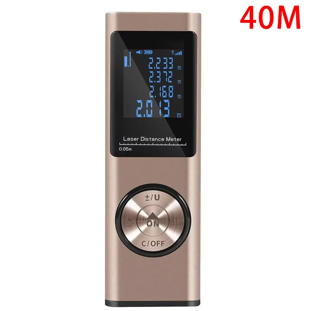 40M/60M Mini Smart Laser Distance Meter Measure Infrared Rangefinder USB Rechargeable Handheld Portable Laser Range Finder Tools