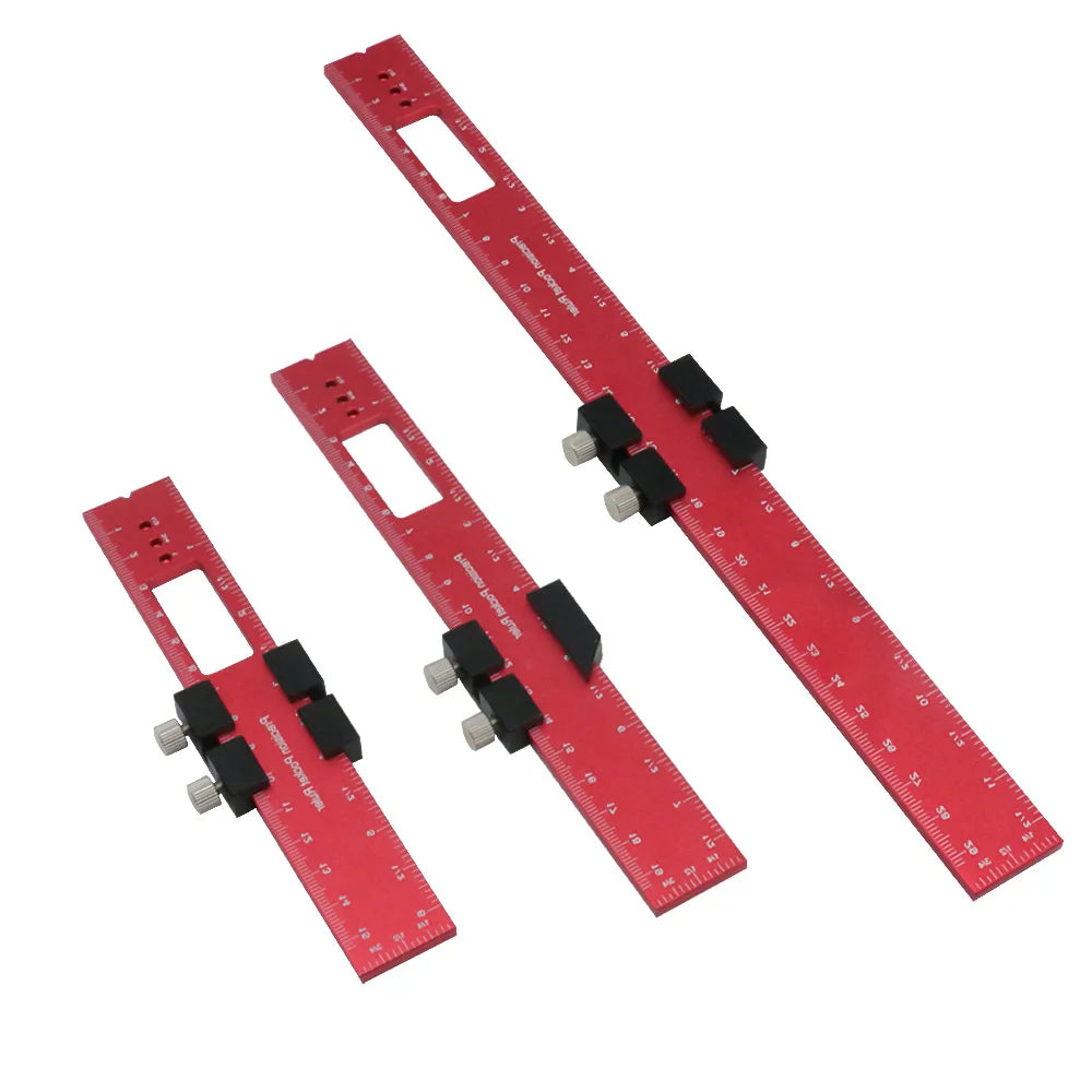 Woodworking Tools Ruler - Pocket Ruler Layout Tool Aluminum Precision Ruler with T-Track Metal Slide Stops,Inch and Metric Scale