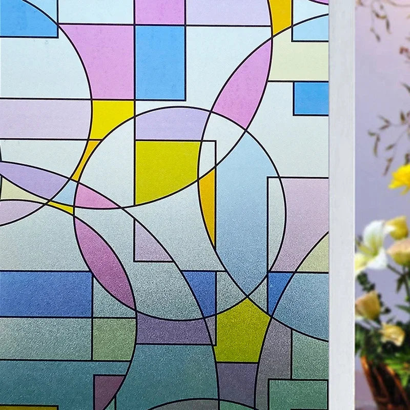 2/3m Flower Window Film Vinyl Opaque Glass Film Privacy Protection Glass 3D Stickers Stained Window Glass Films Home Decoration