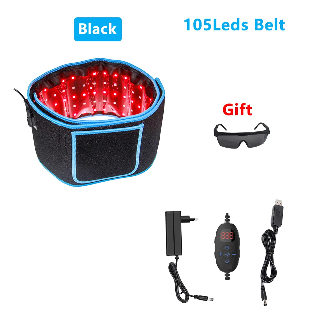 Red&Infrared LED Light Therapy Belt 850nm 660nm Back Pain Relief Wrap Burn Fat Wrap Slimming Machine Waist Heat Pad Full Body