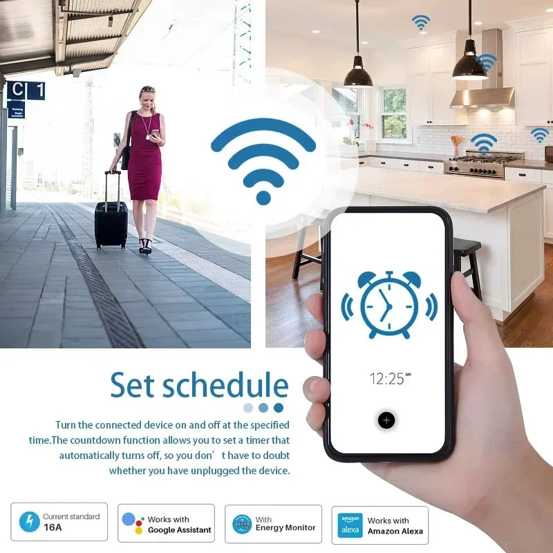 EU Plug Zigbee3.0 or WIFI adapters Smart Sockets With Power Monitor Wireless App Voice Remote Control works with Tuya Smart life
