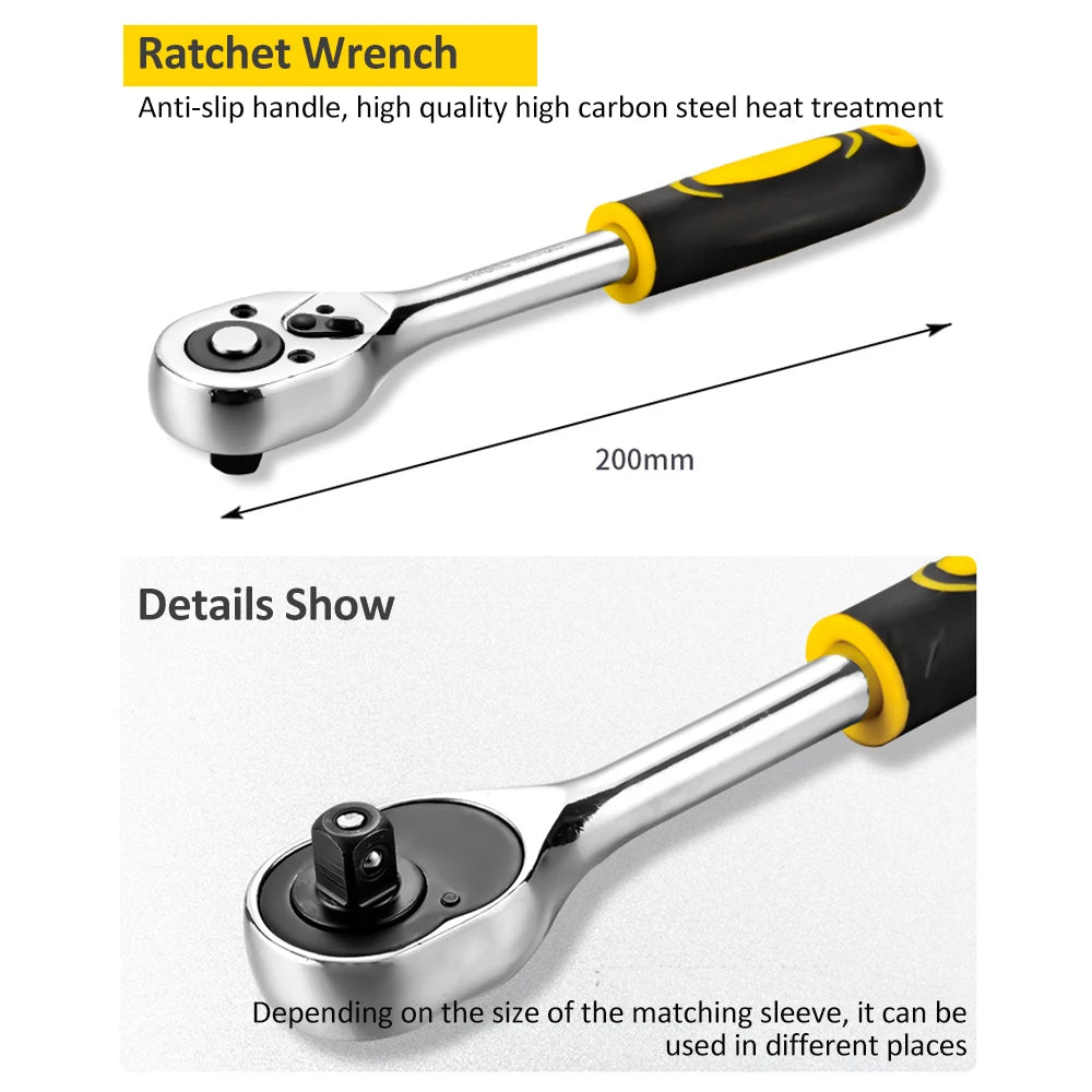 108 Piece Tool Set General House hold Hand Tool Kit with Plastic Toolbox Storage Case Used to Car repair And home Repair