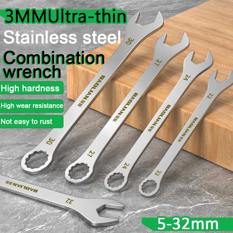Ultra-thin Open End Wrench 5-32MM Ratchet Wrenches Universal Spanners Dual-purpose Wrench for Bicycle Motorcycle Car Repair Tool
