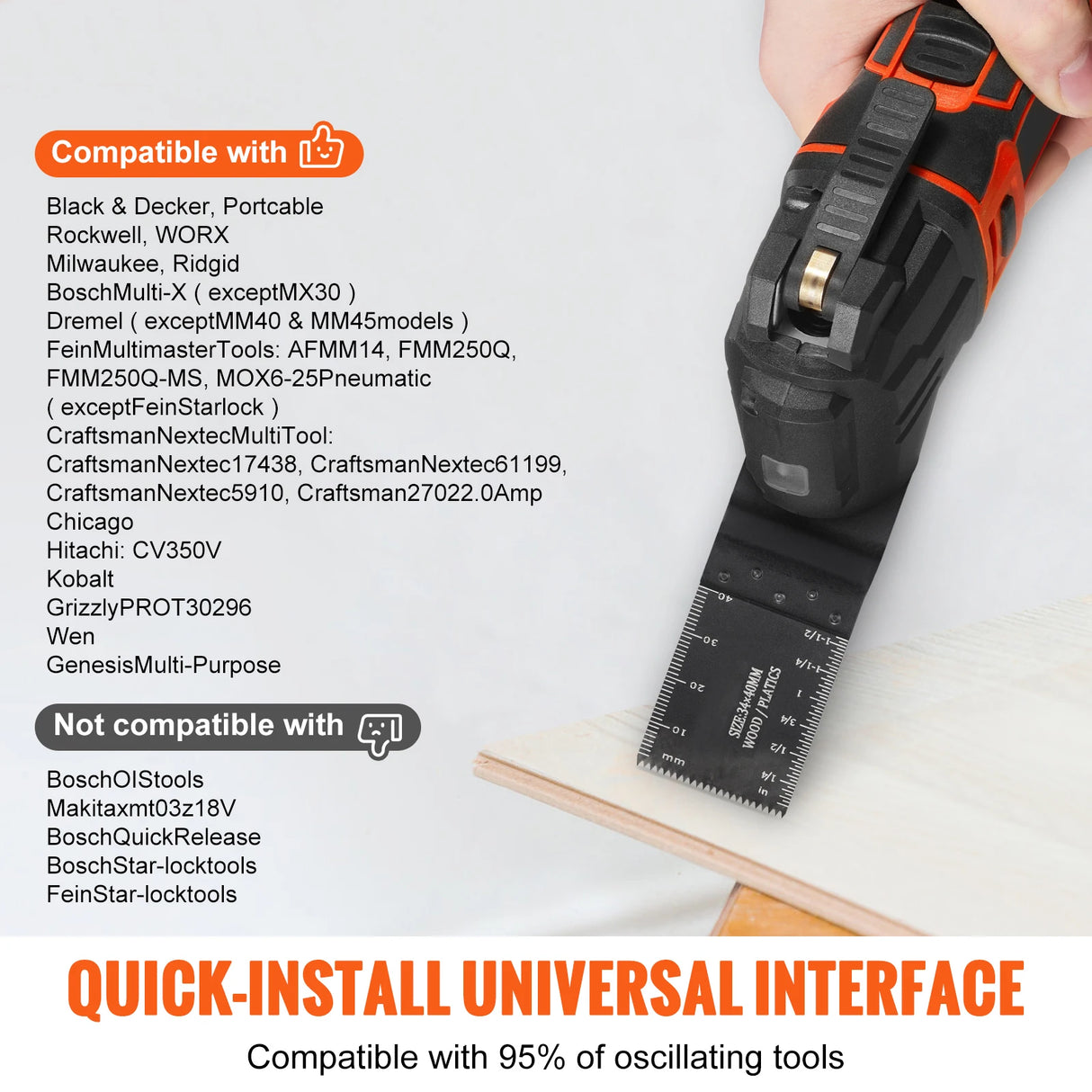 SucceBuy 50PCS Oscillating Saw Blades Universal Release Dewalt Multitool Blades for Wood Cutting Plastic Renovator Power Tool