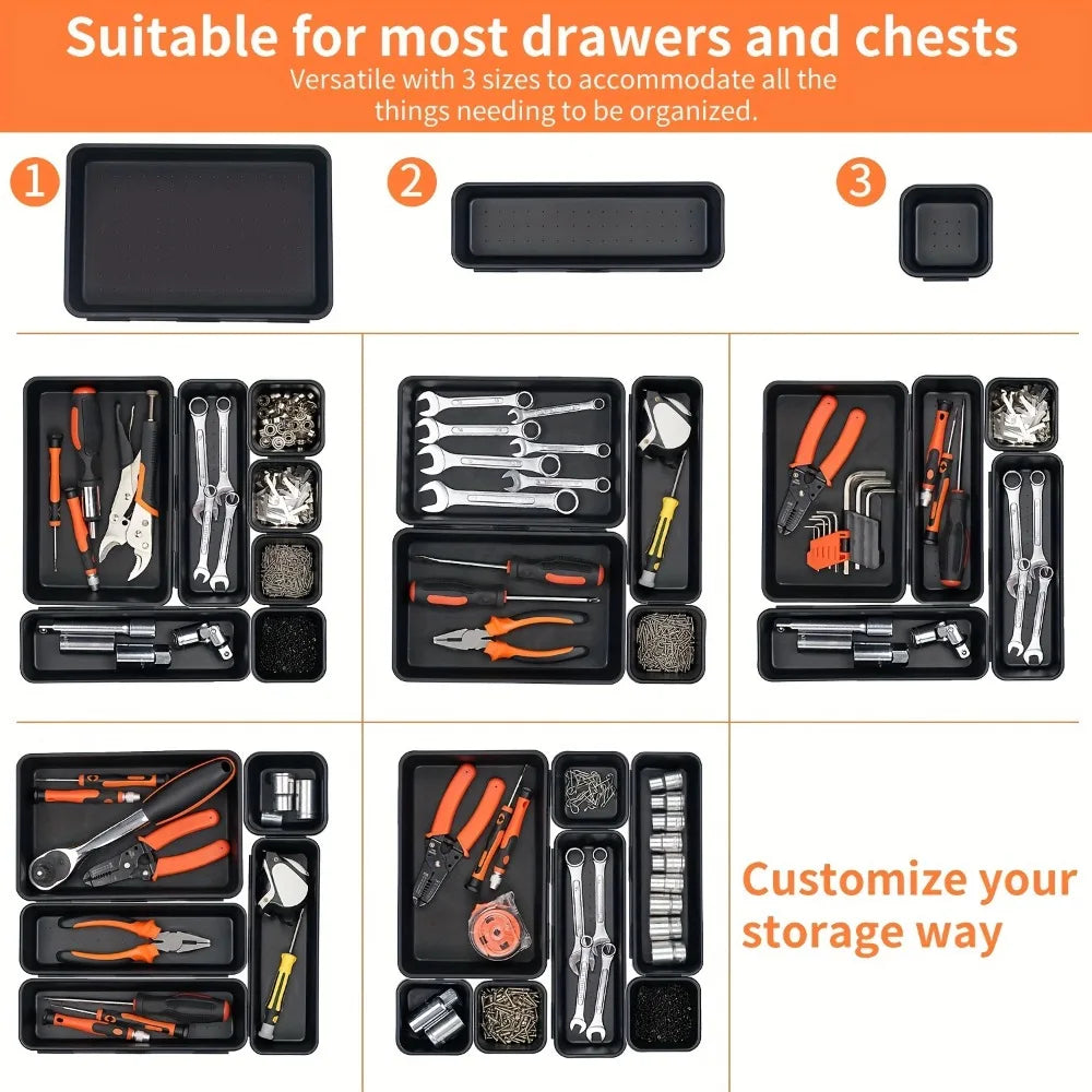 Tool Box Organizer Drawer Tray Dividers Set Workbench Cabinet Bins Tool Chest Organization Garage Hardware Tool Tray