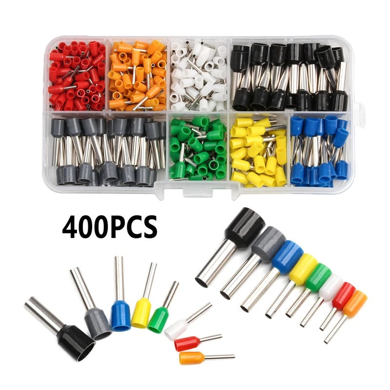 400PCS Crimp Terminals Electrical Tube Terminals Suit VE Tubular Block Cord End Connectors Cable Wire Connector