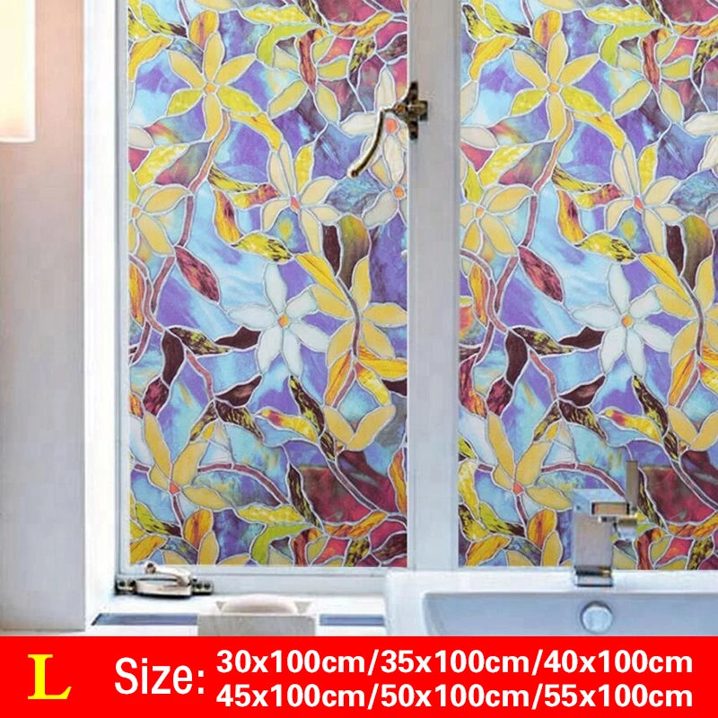 30-55*100cm PVC Self-adhesive No Glue Static Stick 3D Adsorption Window Film Anti-uv Stickers Privacy Blocking Waterproof