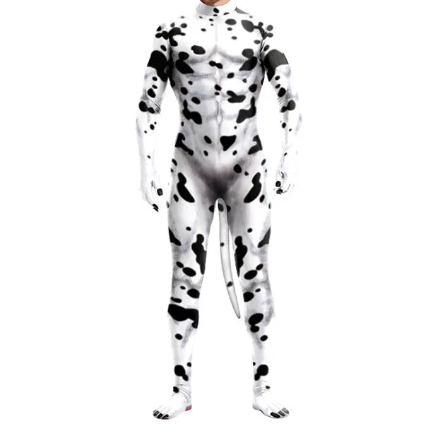 Halloween Costume Adult Mens Wild Animal Cosplay Costume Full Cover 3D Print Beast Petsuit Jumpsuit Bodysuit Tail