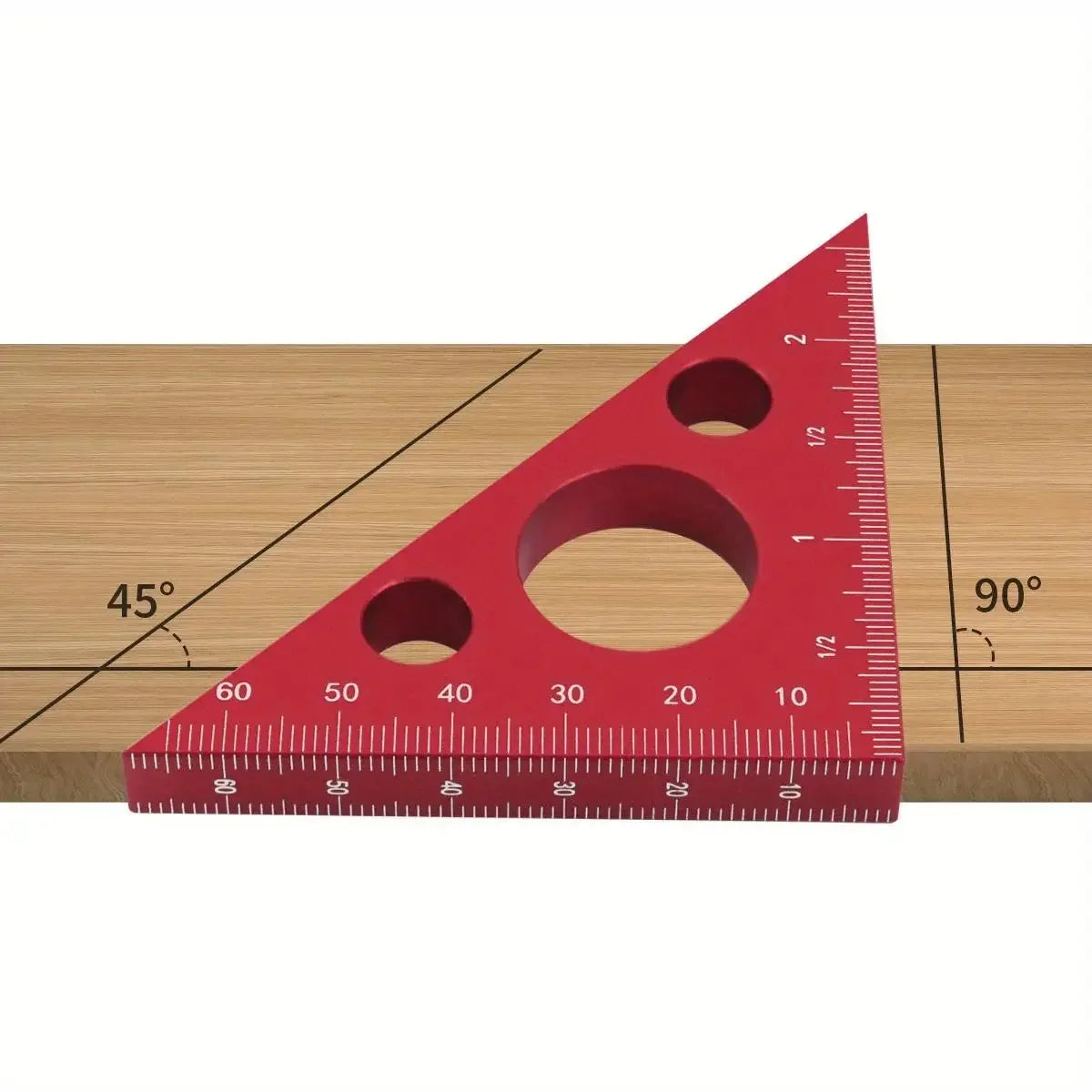 Aluminium Esquadro Ruler, 45/90 Right Angle Triangle Gauge with Both Imperial and Metric Scales