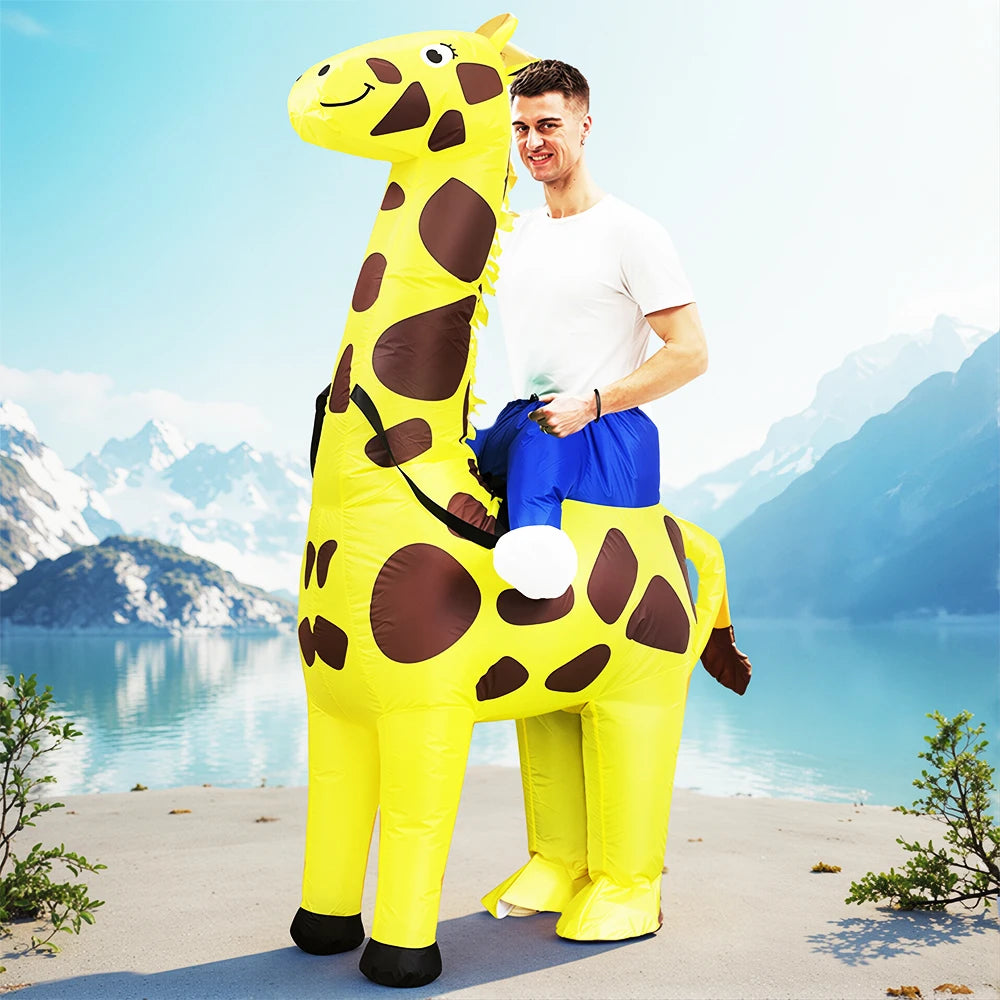 Funny Animal Mascot Unicorn Flamingo Dinosaur Inflatable Costumes Dress Suit Adult Halloween Purim Anime Party Cosplay Costumes