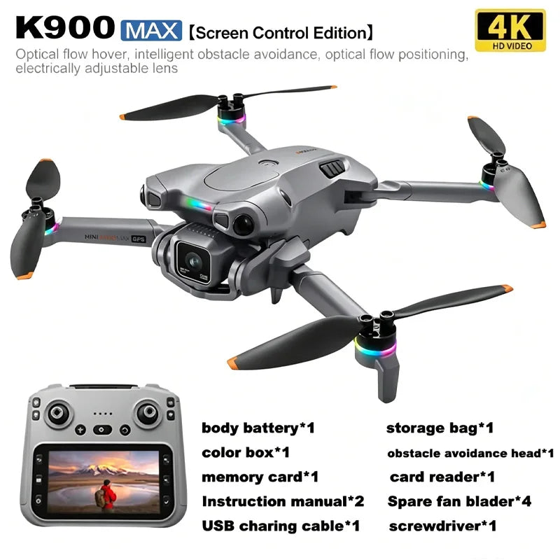 K900 Max Drone 8K Professional HD Dual Camera Dron Brushless Motor 5G WIFI FPV Foldable with Obstacle Avoidance RC Dron Toy Gift