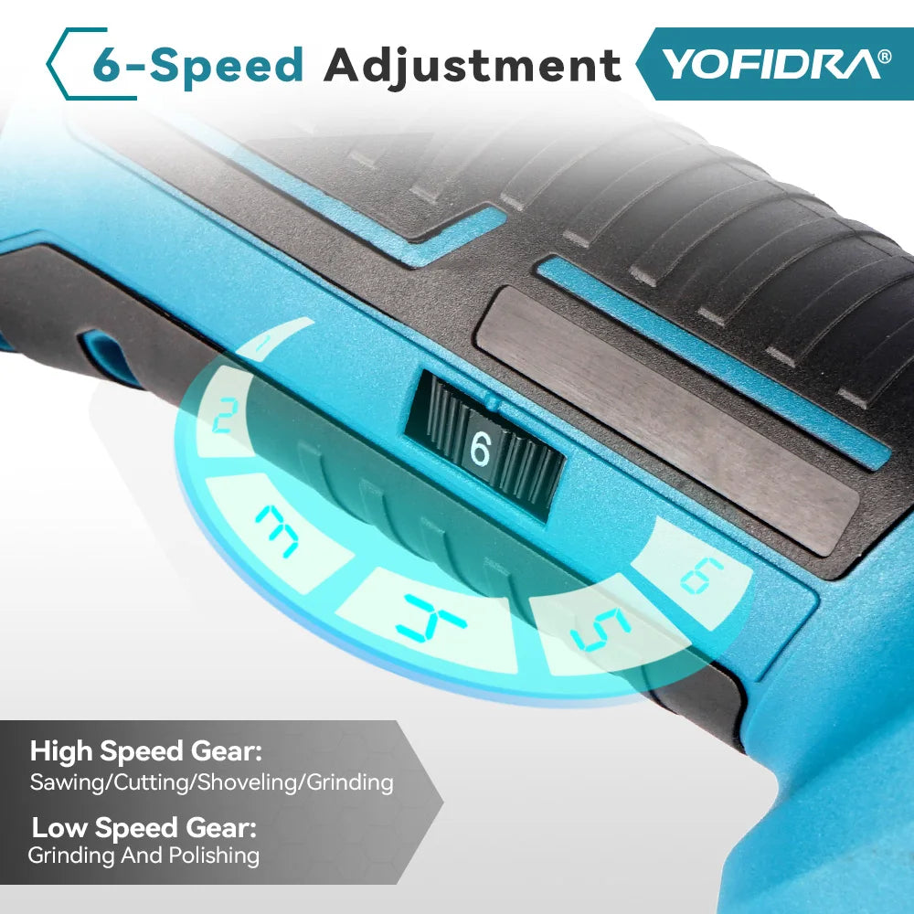 YOFIDRA Electric Saw Oscillating Multi Function Tool Cordless Trimmer Shovel Woodworking Cutting Machine For Makita Battery Pin