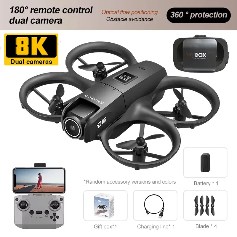 Lenovo 8K Drone D16 Mini GPS Professional Brushless Motor 180° Adjustable Dual HD Camera Obstacle Avoidance RC Quadcopter 20000m