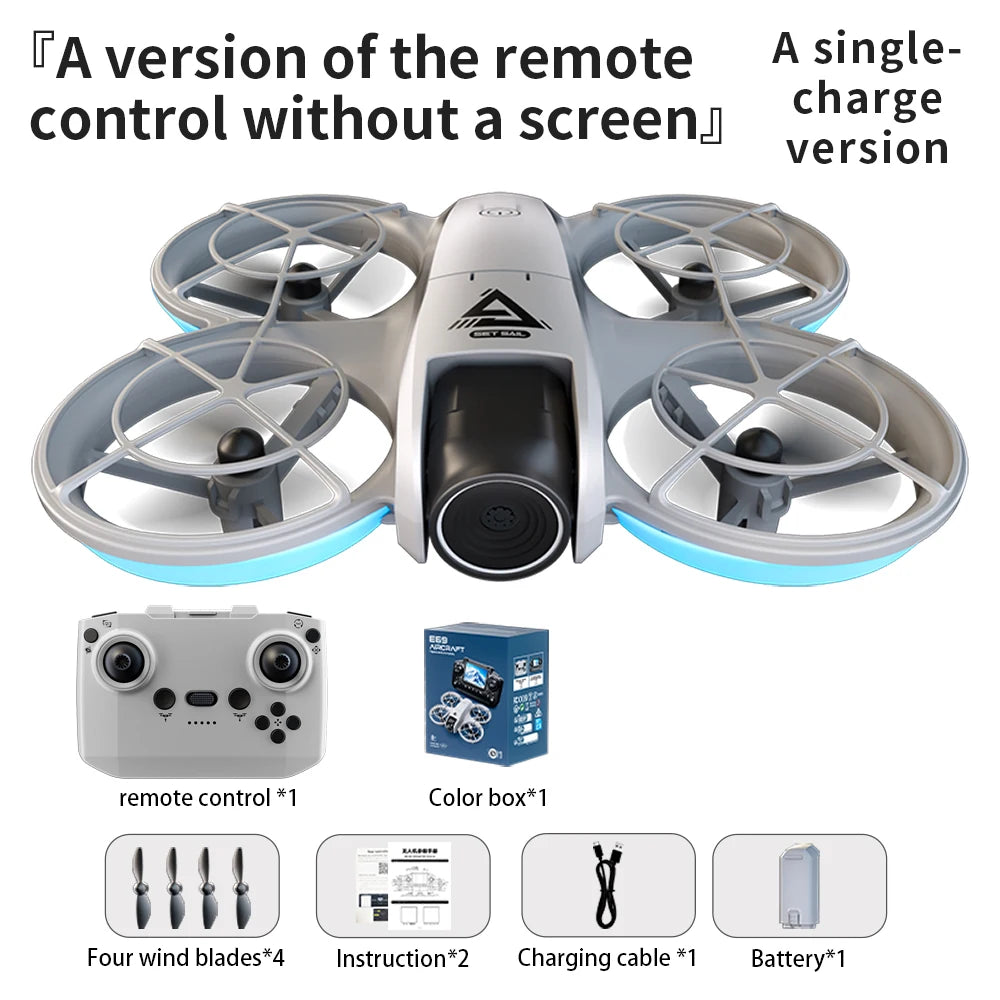 E69 Rc Drone with Screen RC 4K HD Camera WiFi Light Flow Drone Pocket Rc Mini Quadcopter
