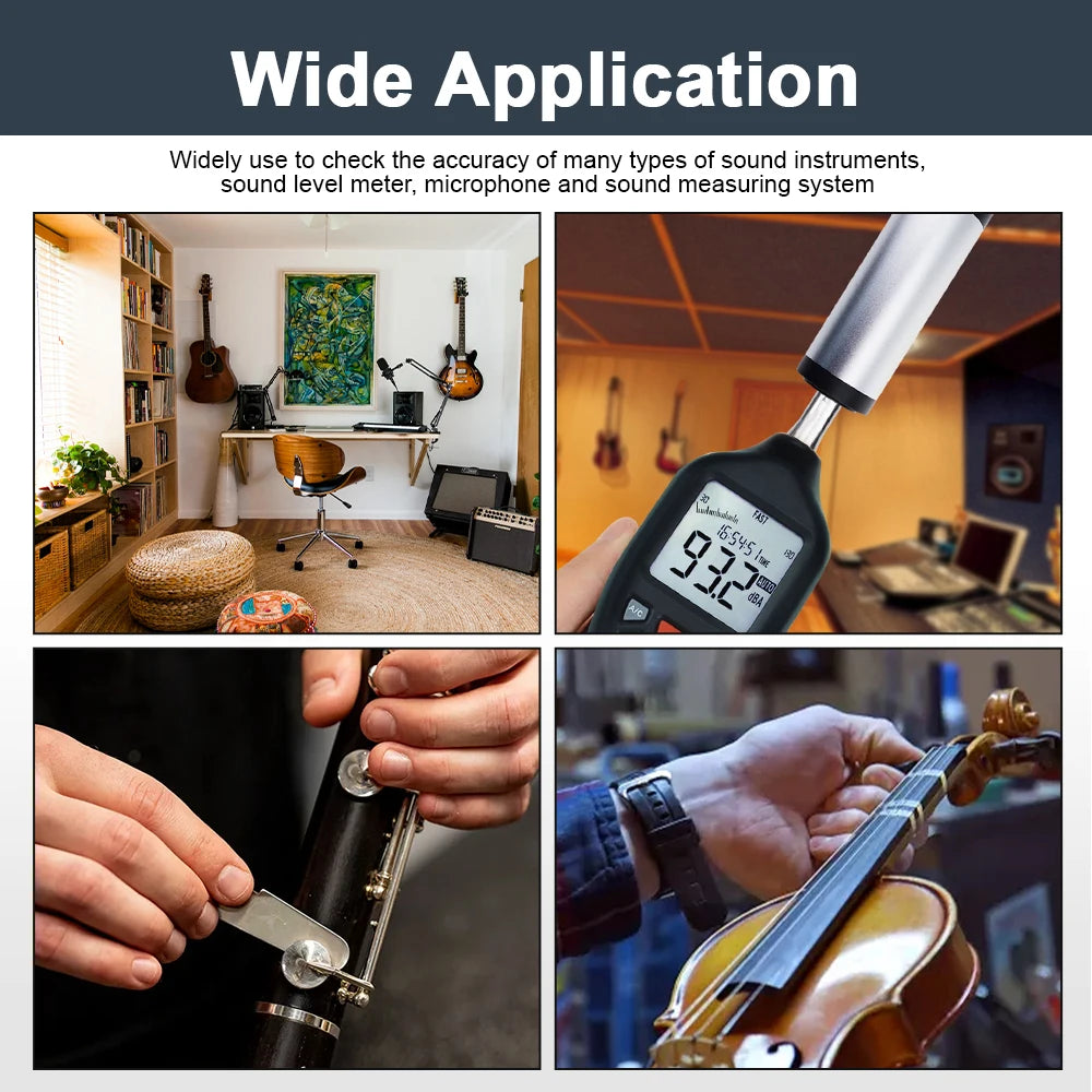 Handheld Calibrator Sound Level Meter 94dB & 114dB Output Levels for 1 inch and 1/2 inch mic Noise Decibel Tester