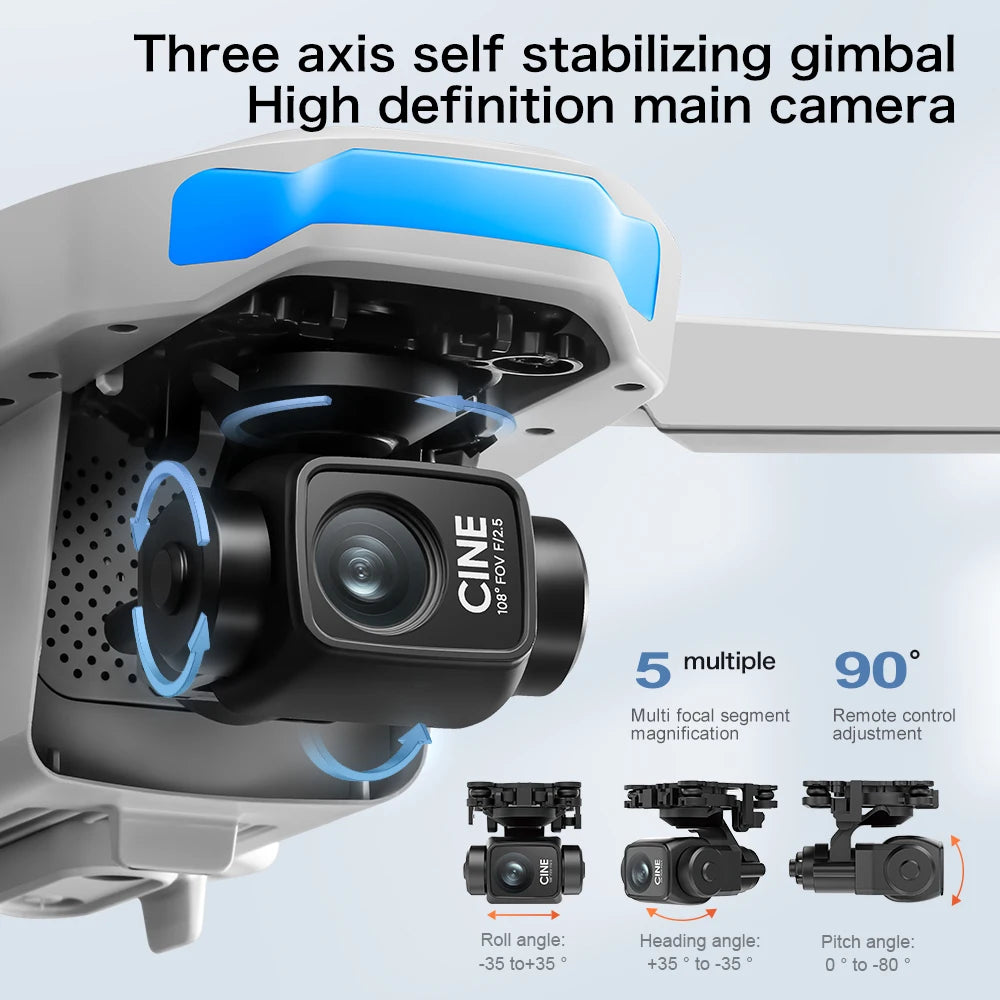 S-X1 MAX GPS Drone with 3-Axis Gimbal 8K/4K HD Camera 5000m FPV LCD Remote Screen 30min Flight Professional Foldable Quadcopter