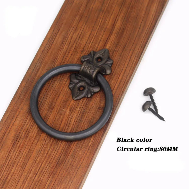 Old Ring Door Knocker Brass Bronze Knob for Cabinet Classics Gate Round Ring Handle Retro Entrence Door Knock Home Hardware