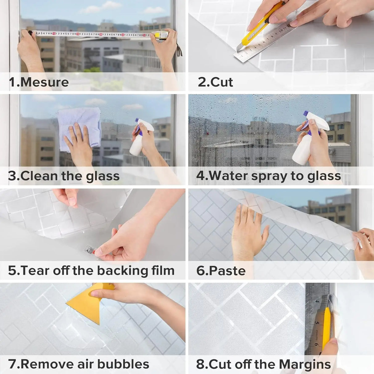 Window Privacy Film, Frosted Glass Static Cling Window Sticker, Vinyl Covering for Home Office Bathroom Decorative