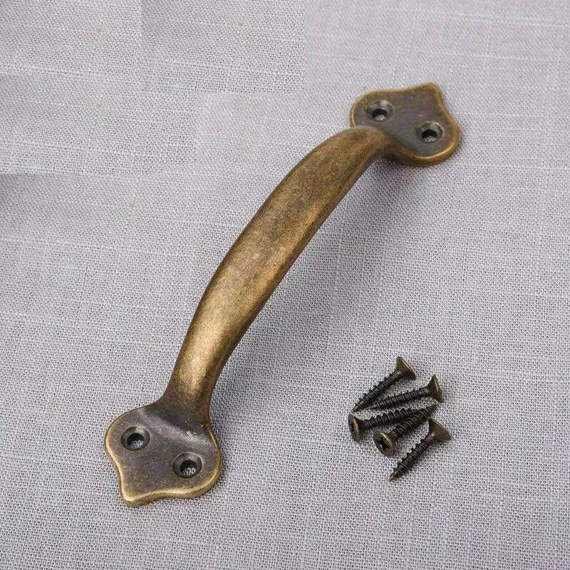 1Pc Vintage Furniture Handles Brass Cabinet Handle and Knobs Door Handle Antique Cupboard Drawer Kitchen Wood Box Pull