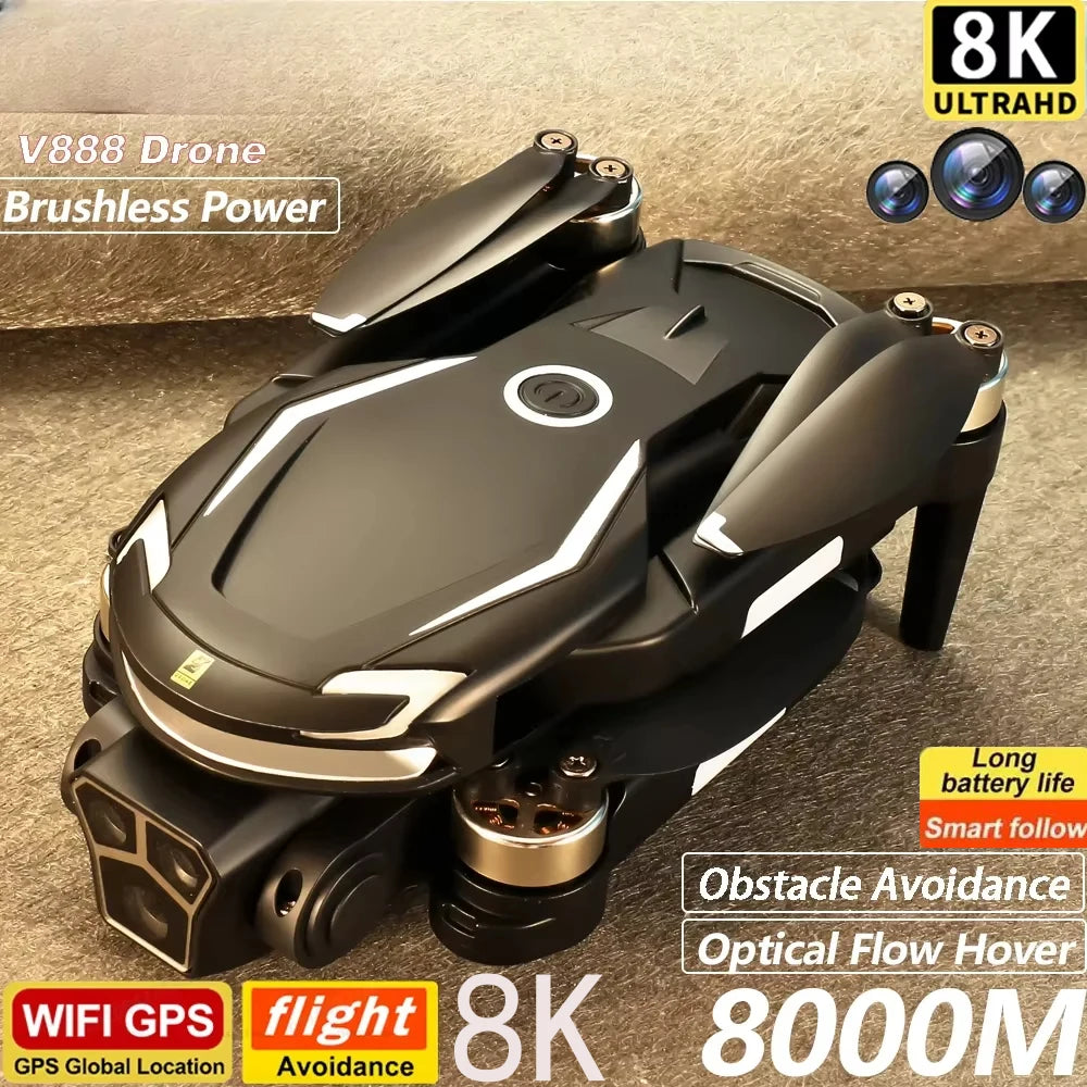 2026 V88 Drone 8K Professional Aerial Dual-Camera Omnidirectional Obstacle Avoidance Drone GPS Folding Quadcopter 10km New Gift