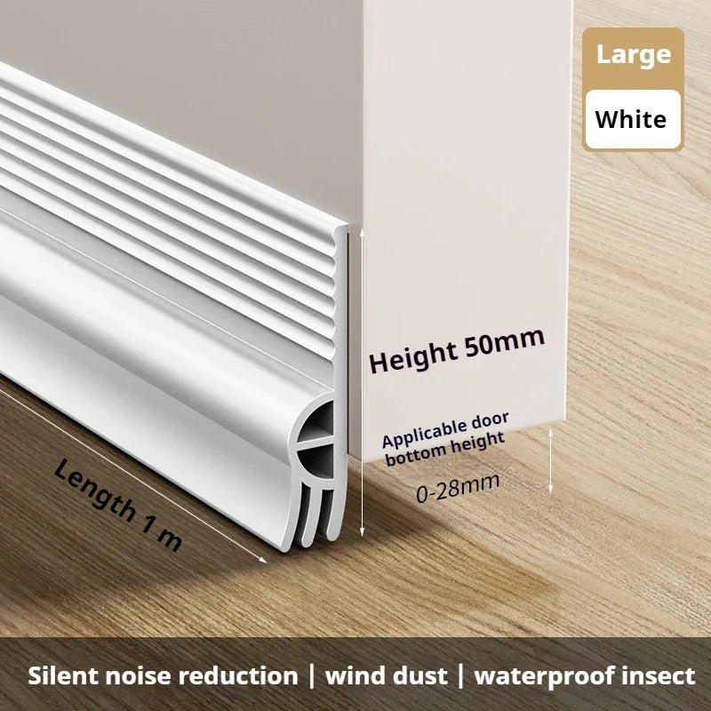 28/50mm Height Door Bottom Weatherstripping Windproof Dust Insect Prevention Self-Adhesive Triple-Thickening Window Seal Strip