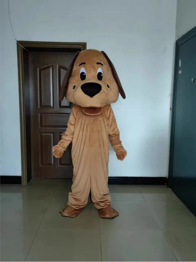 Plush Brown Dog Mascot Costume Adult Full Body Cosplay Outfits Cartoon Character Halloween Fancy Dress Party Animal Carnival Pro