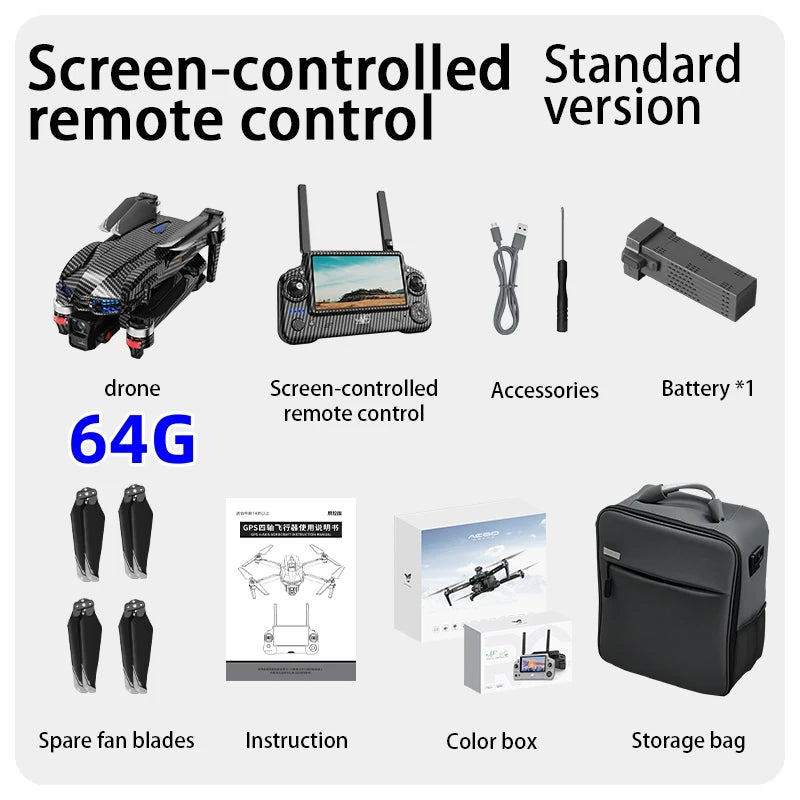 AE60 Ultra GPS Drone Professional 8K Camera With Screen 5G Wifi FPV 3-Axis Gimbal Obstacle Avoidance Quadcopter RC Dron
