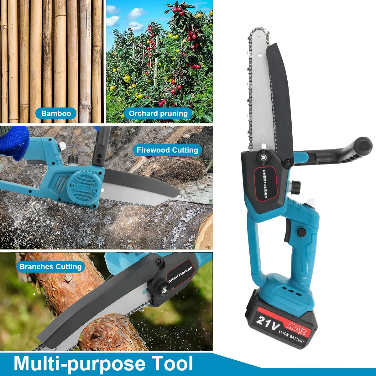 8 Inch Cordless Chainsaw Electric Handheld Wood Cutter + 2Battery For Makita UK